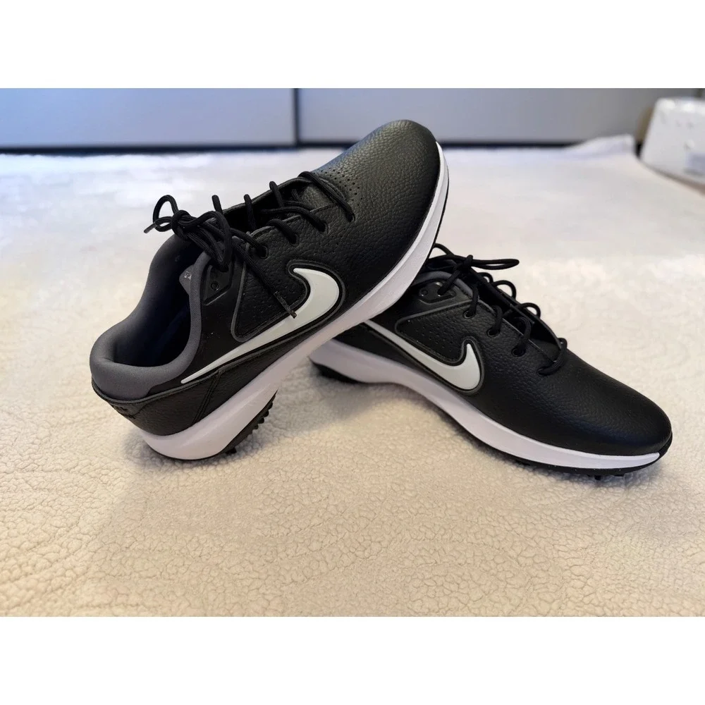 Nike Victory Pro 2 Golf Shoes Mens Black White Spiked Leather DJ4668-001